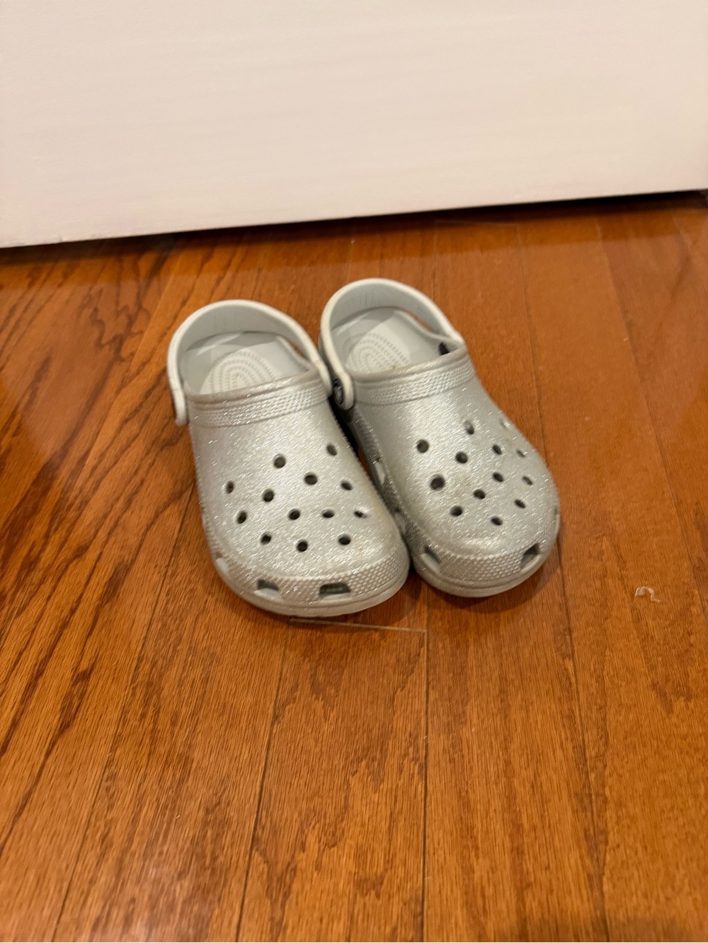 Kids Silver Glitter Crocs